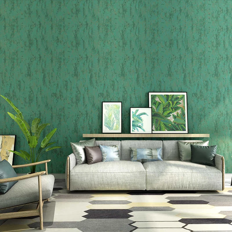 Diatom Mud Pure Green Wallpaper Retro Industrial Cement Texture Wallpaper Home Wall Decoration