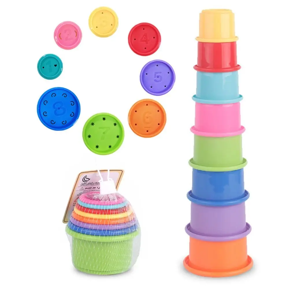 Cartoon Bear Stacking Ring Tower, bloco de construção, Montessori, empilhamento assentamento círculo brinquedo, educação precoce, plástico, cimento