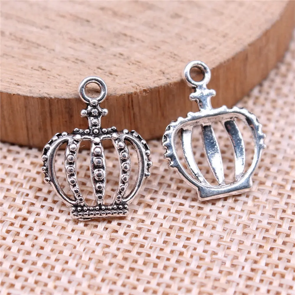 Couple Pendants Crown Charms Charms For Jewelry Making 18x14mm 20pcs