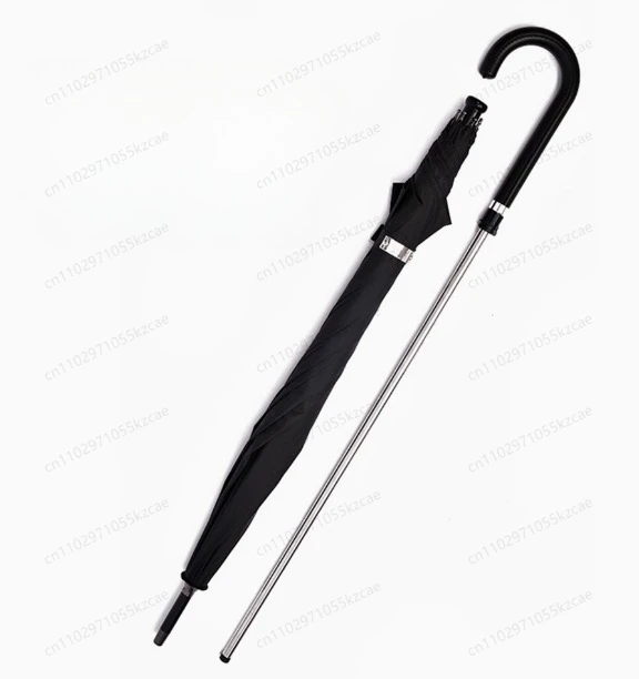 

Simple self-defense umbrella creative long handle straight pole sunny rain black plastic sunshade sunscreen can be pulled out