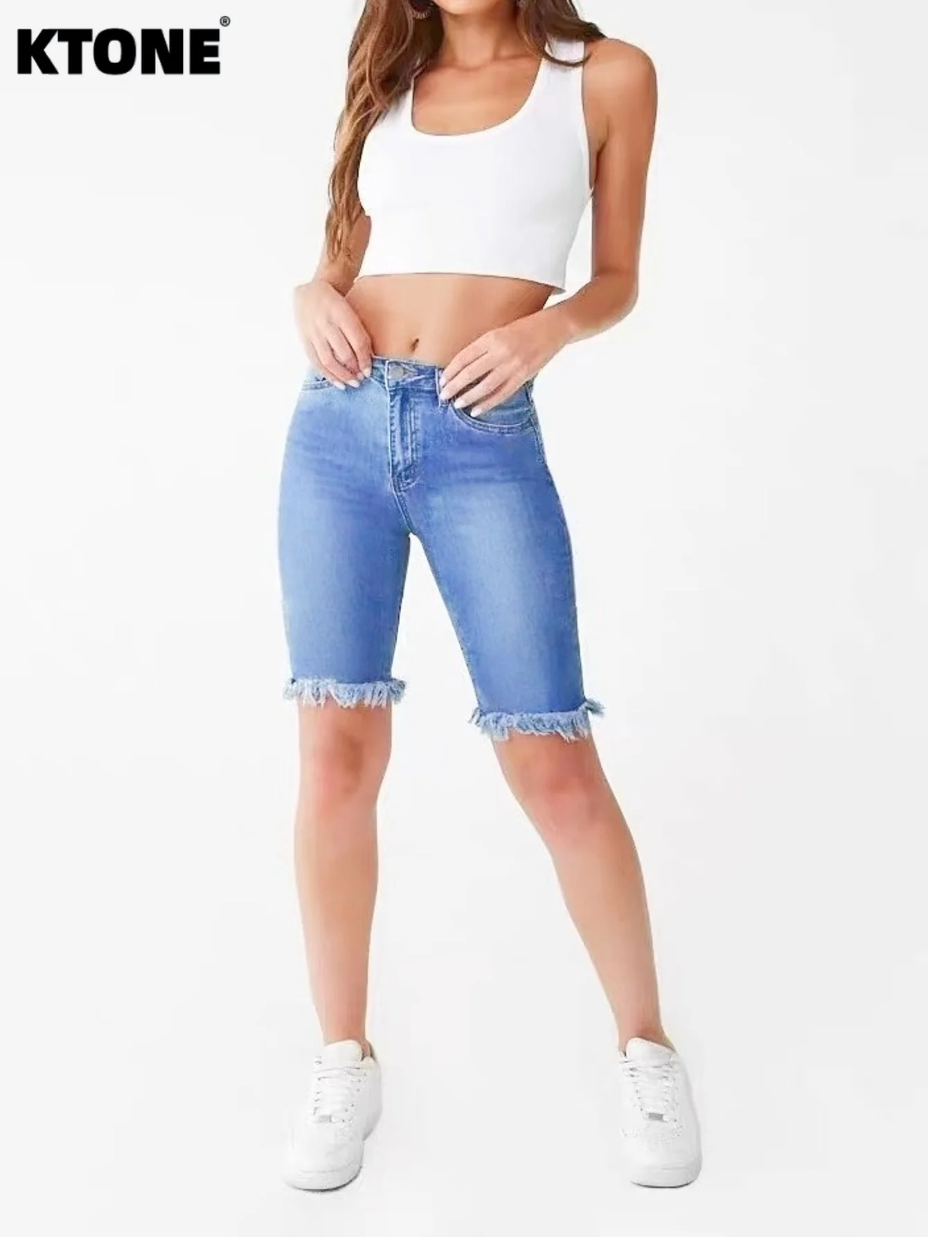 Jeans For Man Original Blue Slim Denim Shorts Retro Drip No accessories or belts included