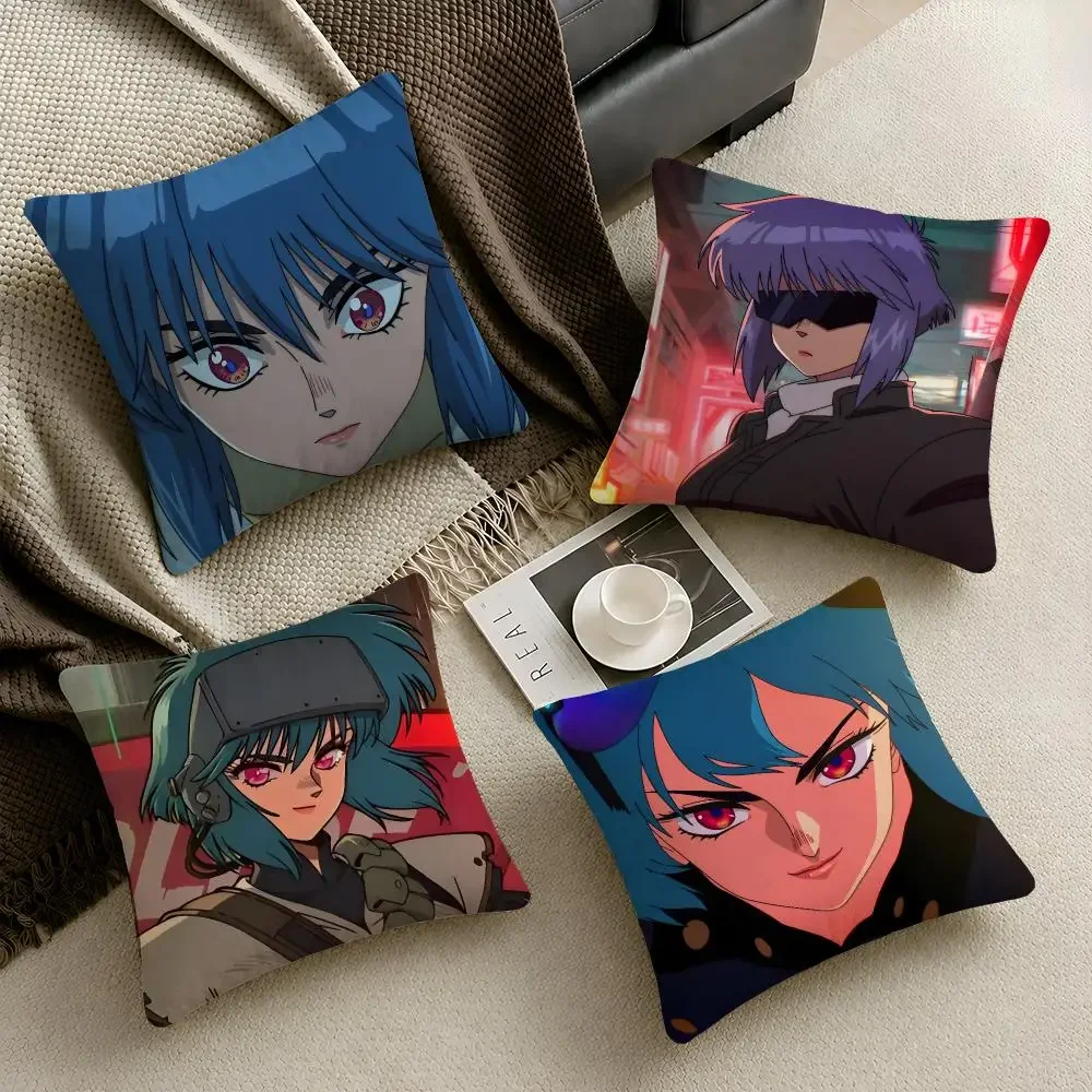 Cyber Ghost In The Shell Motoko Cushion Cover Throw Pillow Soft Short Plush Cozy Durable Colorfast Sofa Bedroom Home Decor Gift