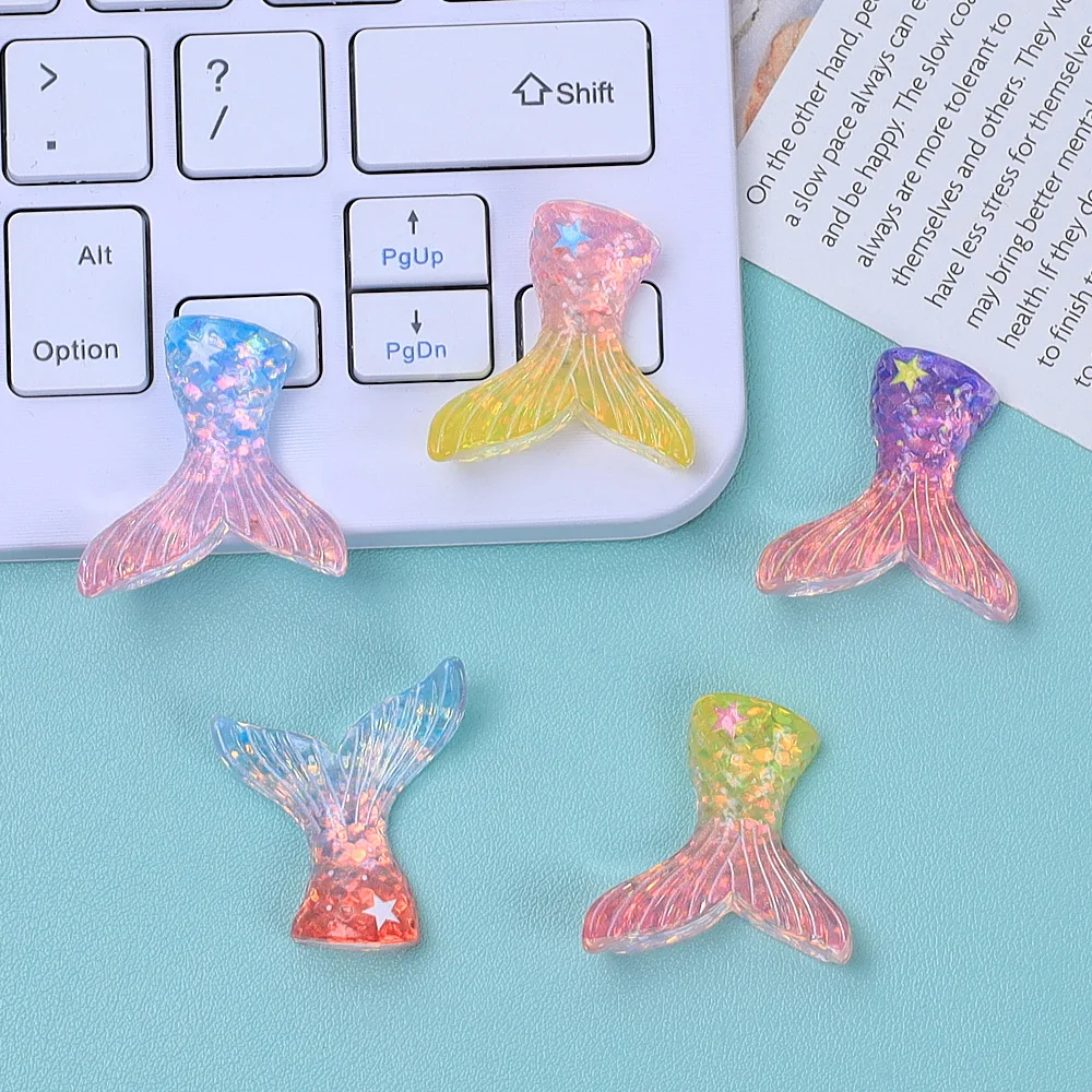 100pcs Cute Ocean Animal Fishtail Flat Back Resin Cabochon DIY for Phone Case Hairpin Keychain Earrings Scrapbook Shoes Buckle
