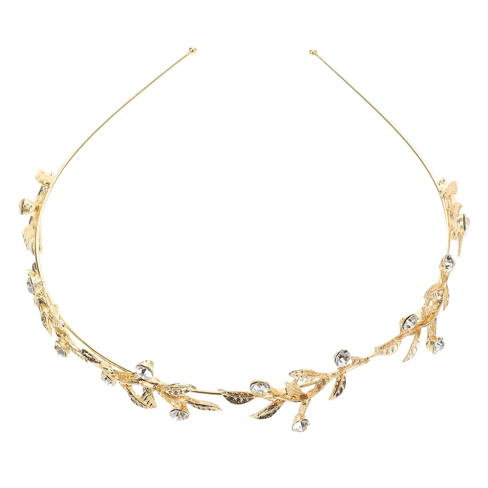 

Retro Diamond-set Headband Gold Bride Crown Rhinestone Wedding Accessories Roman Leaf Hairpiece Tiara Bridal Hoop
