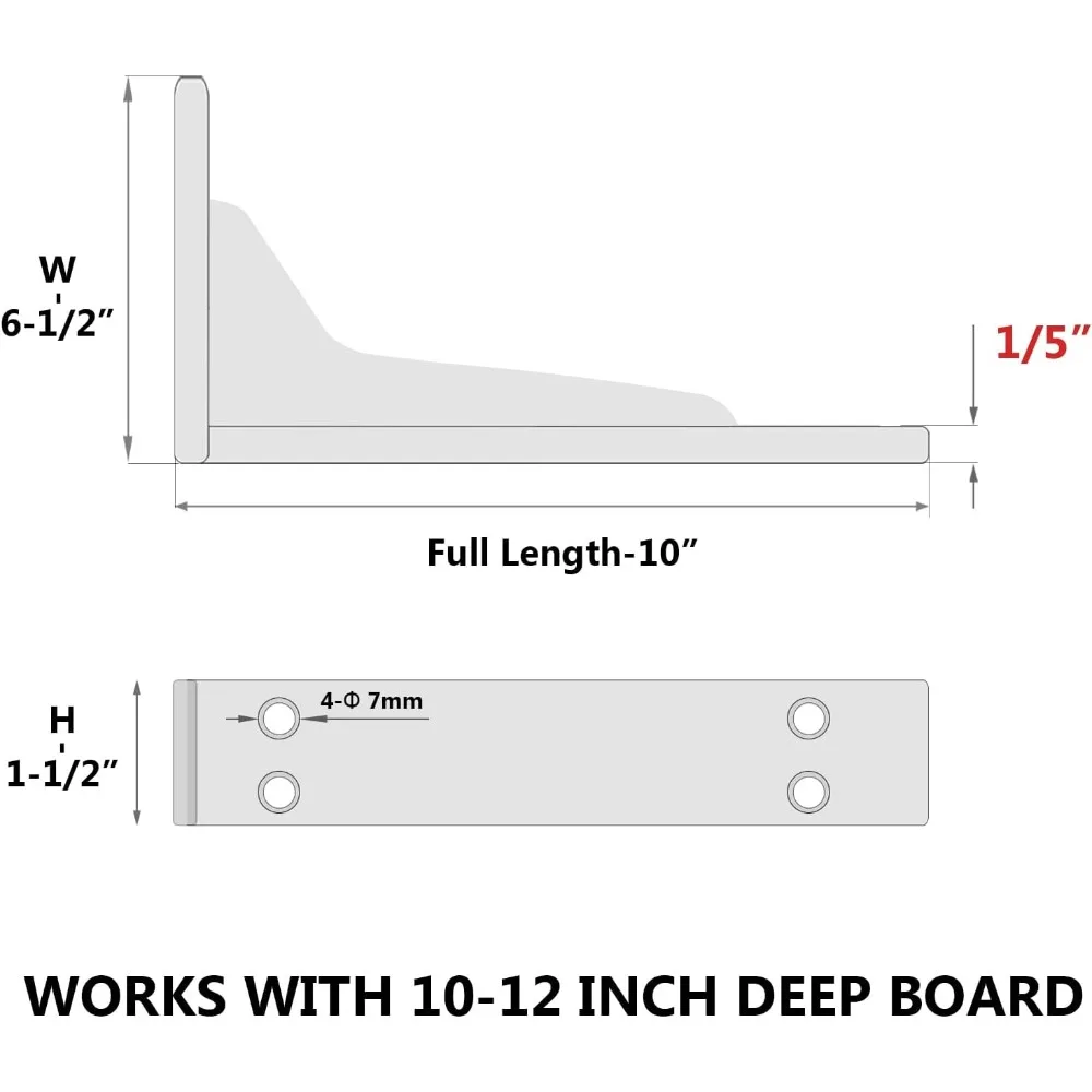 دعامات أرفف معدنية شديدة التحمل مقاس 10 بوصة لتخزين العداد والكونترتوب والمرآب مع دعم جداري ممتاز وقوة عالية #2