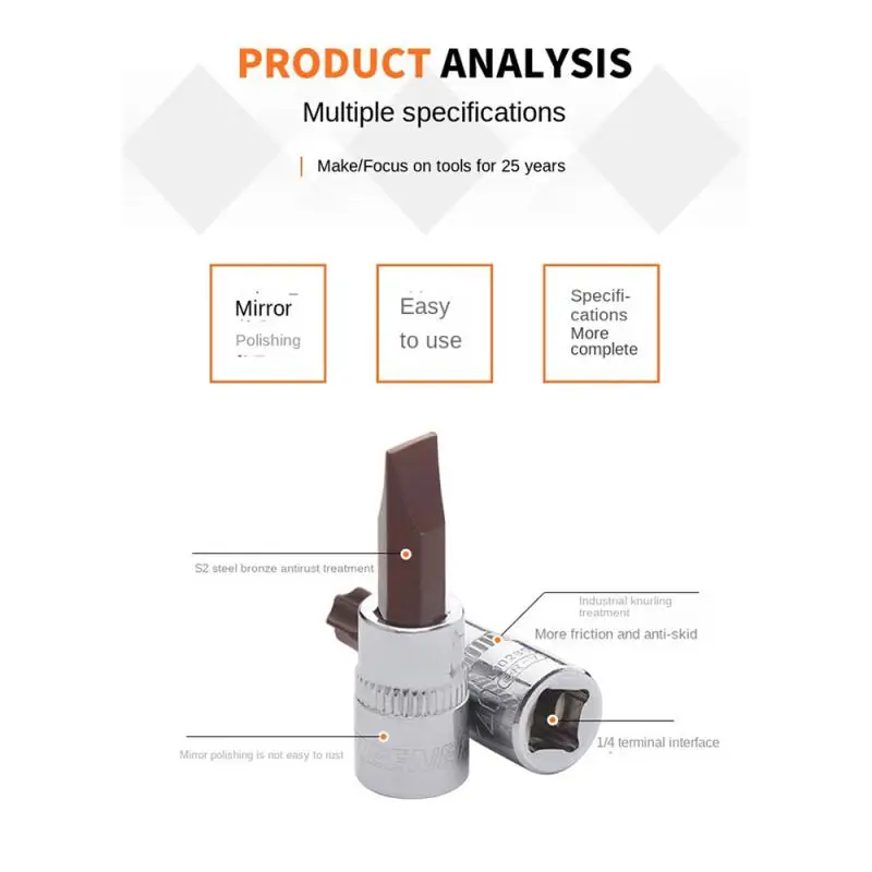 PH1/2/3 PZ1/2/3 1/4'' Square Drive Hex Socket Bits Allen Screwdriver Bit Auto Repair Hand Tools