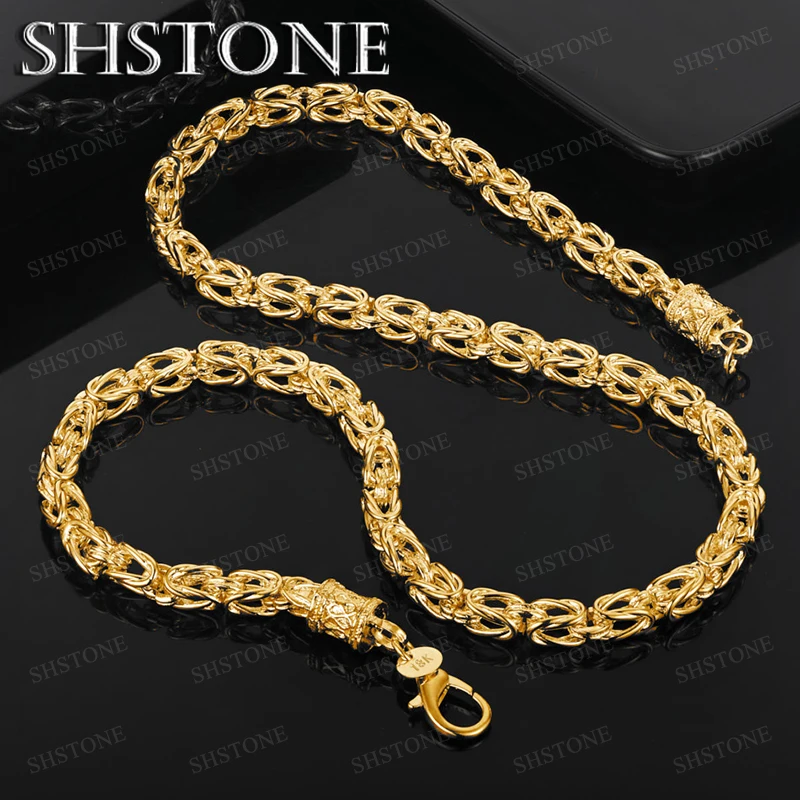 

Luxury 50cm 18k Gold Dragon Bone Chain Personality Necklace For Men Women Chain Trendy Party Birthday Gift Wedding Jewelry