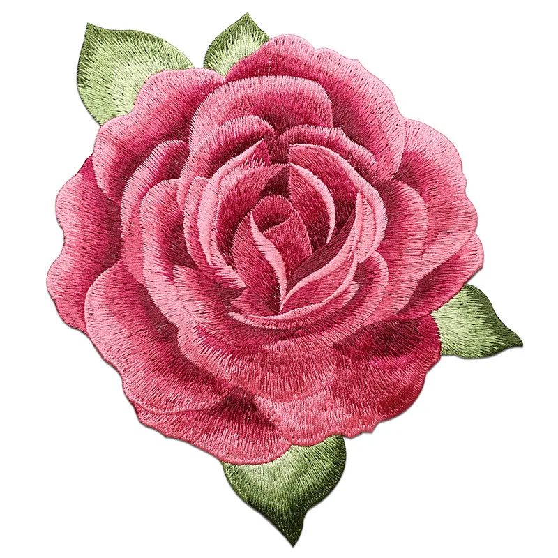 1 Piece Small Medium Large Size Pink Peony Embroidery Patch Fashion Applique Sew on Patch for Garment DIY Glue-free