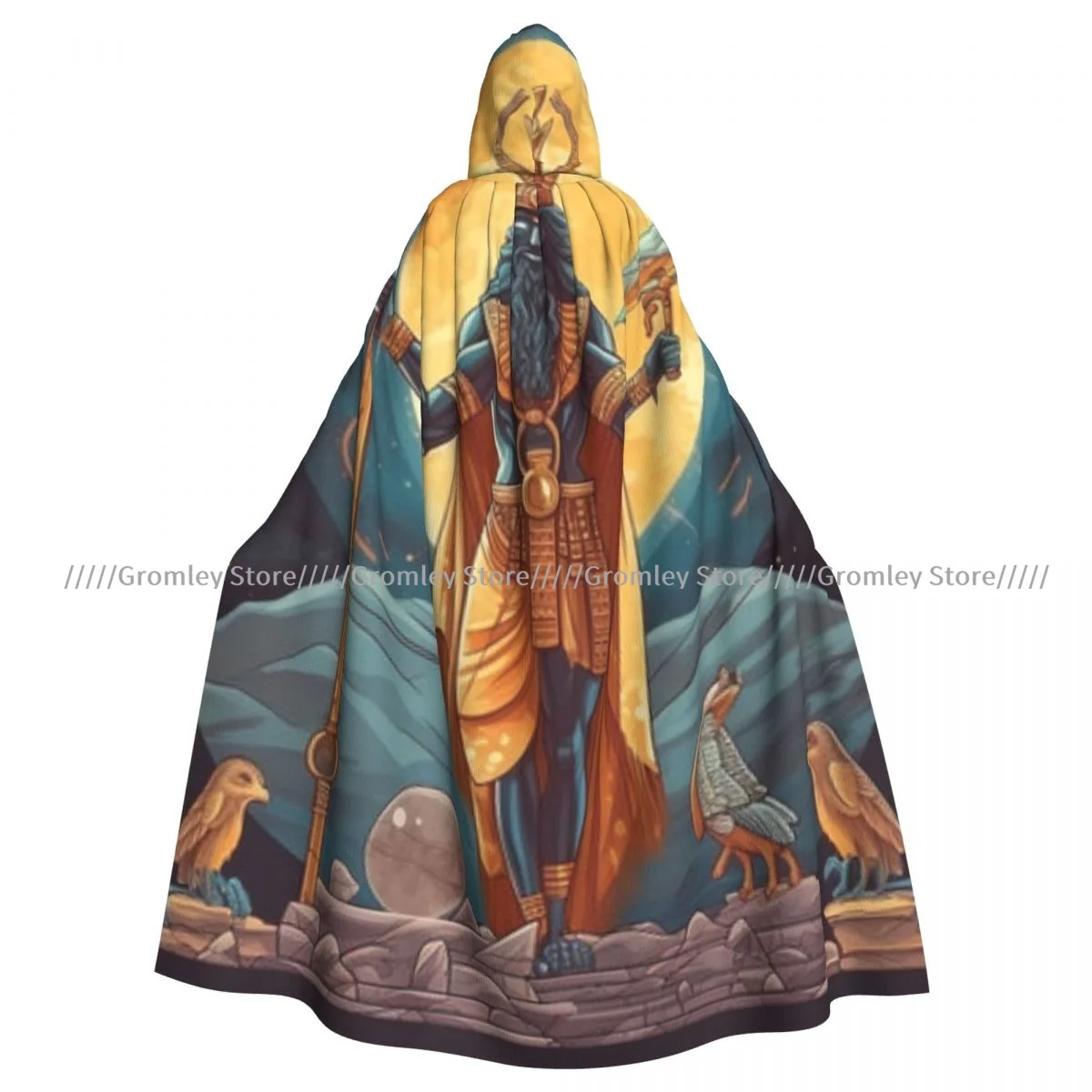 Adult Ancient Egyptian God Osiris Cloak Cape Hooded Medieval Costume Witch Wicca Vampire Halloween Costume Dress Coat