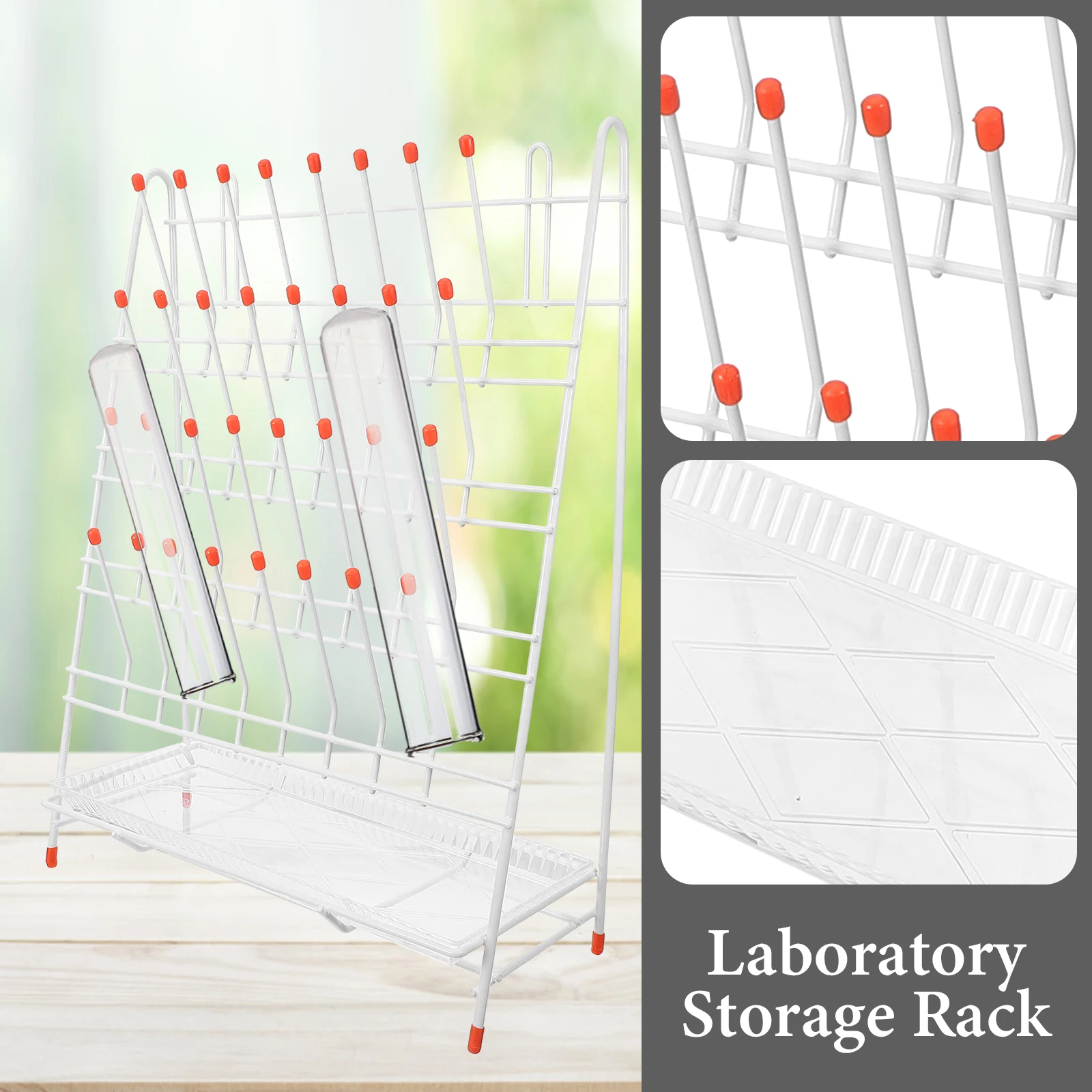 

Tube Drying Rack For Laboratory Use Metal Test Tube Draining Holder Anti-Slip Pads Space-Saving Bottle Drying Rack Lab