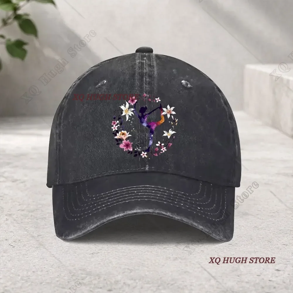 Flower Wreath Yoga Dancer Graphic Distressed Cap Fishing Cowboy Sun Hats Hip Hop Mens Snapback Cap