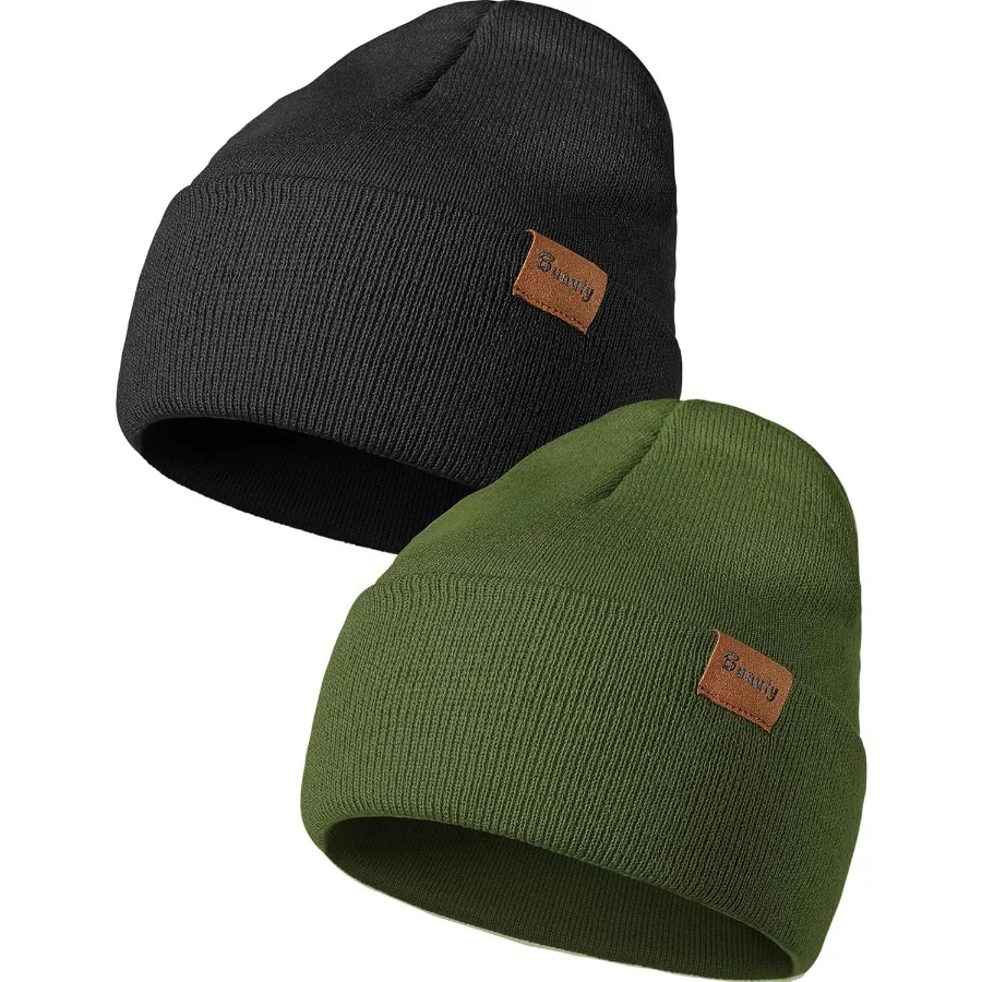 

Beanie Hats for Men Women Knit Winter Hat Warm Skull Stocking Cap Striped Snow Hat Heated Cuffed Beanie