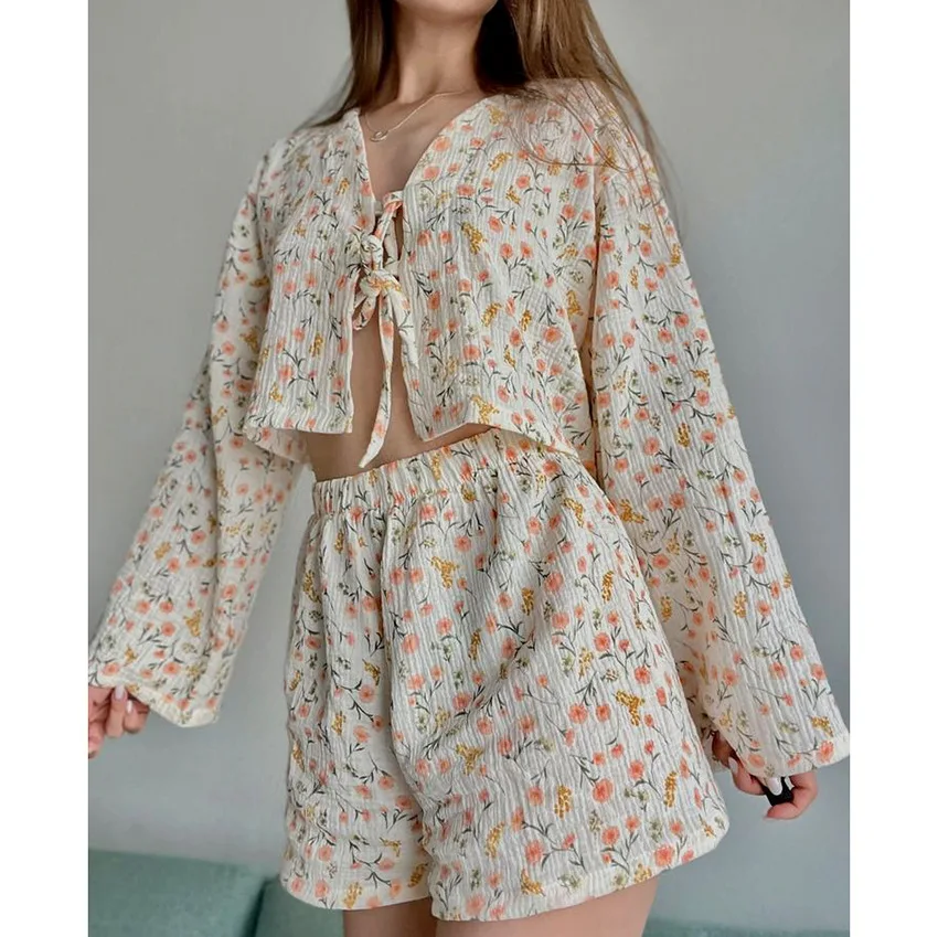 

2026 New Printed Pajamas Autumn and Winter Loose Women's Loungewear