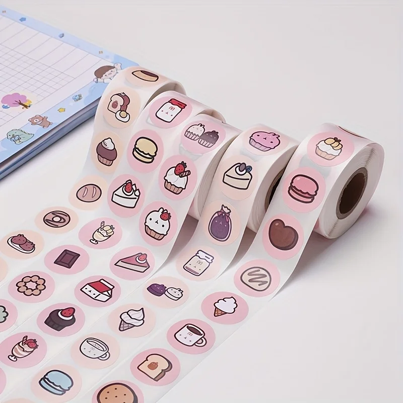 Baking Dessert Sealing Paste round Cartoon Stickers Gift Baking Packaging Envelope Greeting Card Exquisite Gift Box