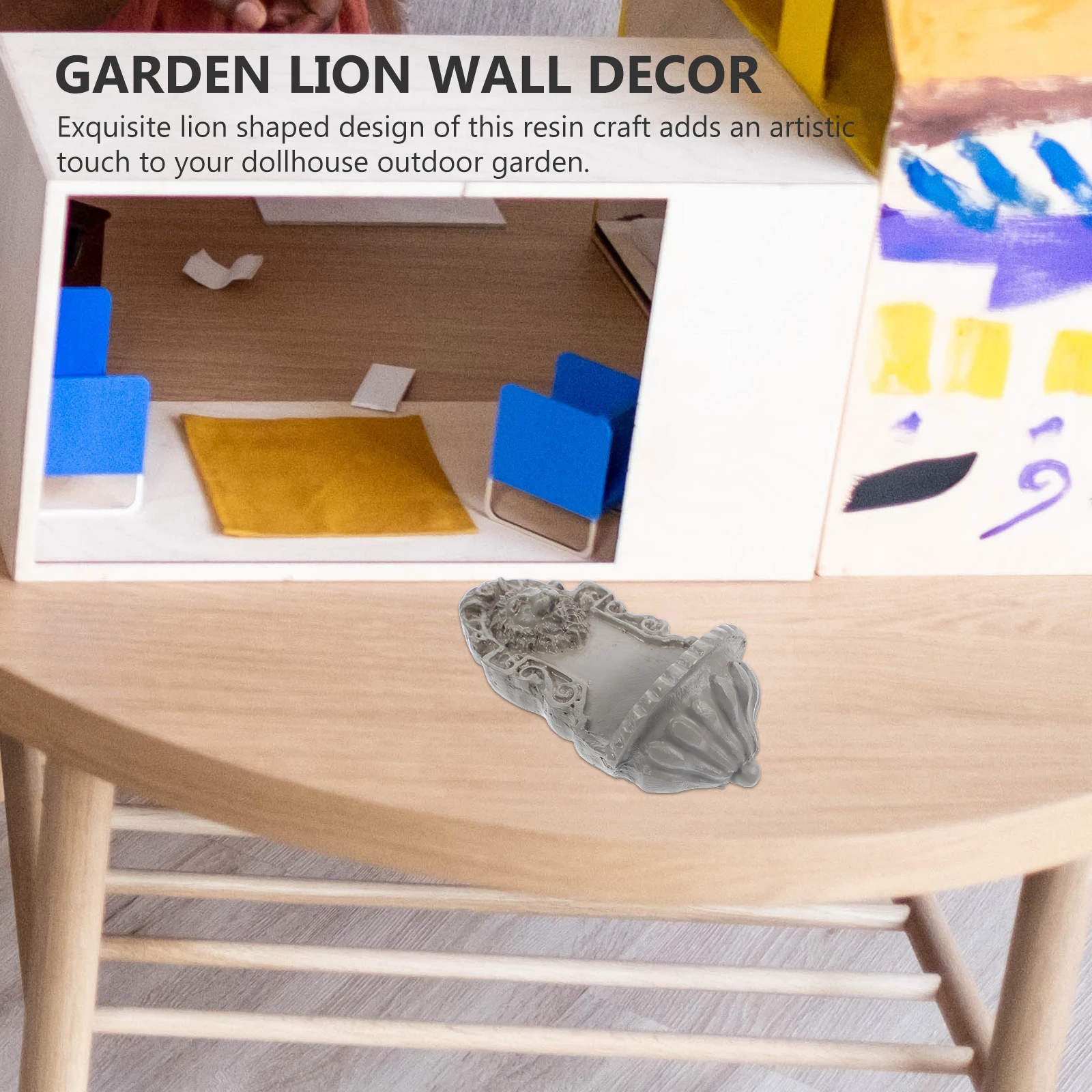 

Миниатюрный настенный декор с головой льва для кукольного домика, садов, ремесло из смолы, уличное мини-украшение, прочные аксессуары для погоды