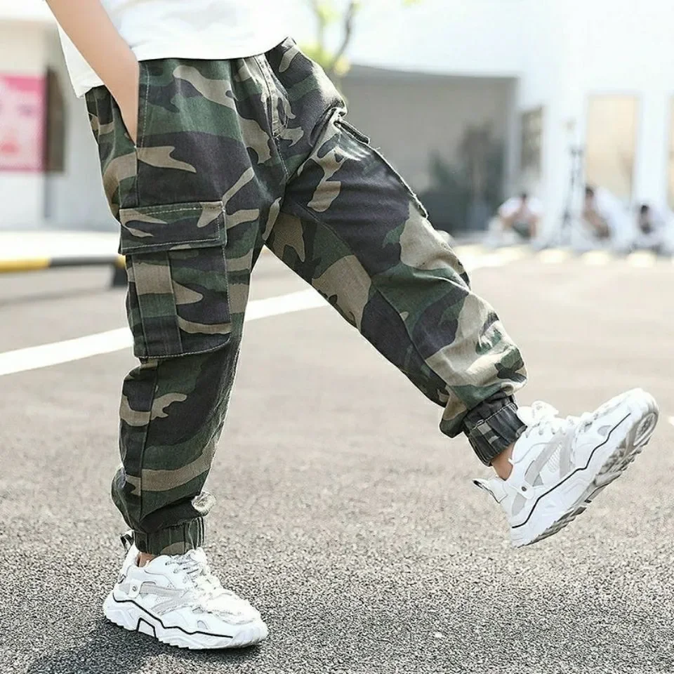 2024 Spring Autumn Boys Kids Clothing Boys Camouflage Pants Cotton Kids Full Length Pants Children Trousers Military Pants