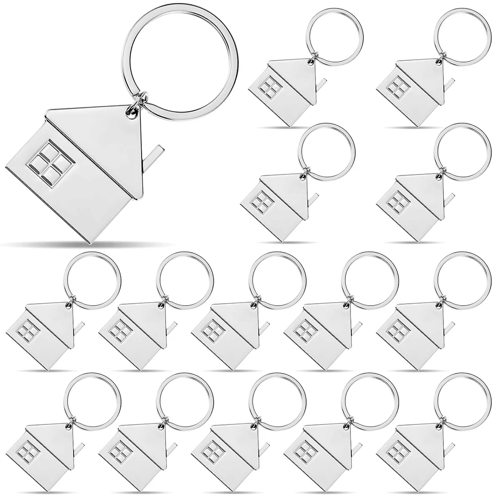 15/10pcs House Key Chain House Shaped Pendant Keychains Home Keychain Set Cute Cartoon House with Window Key Charm Metal Keyring