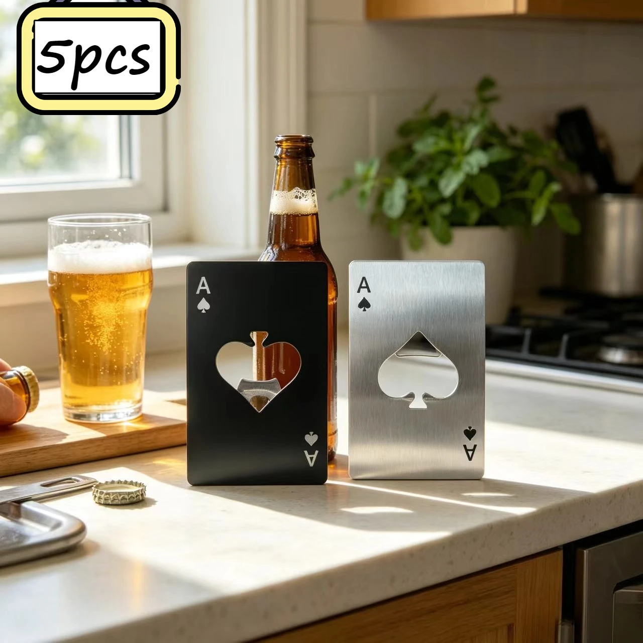 5pcs Poker Card Bottle Opener Ace of Spades Bottle Opener for Wallet and Pocket Metal Beer Opener Wedding Favors for Guests