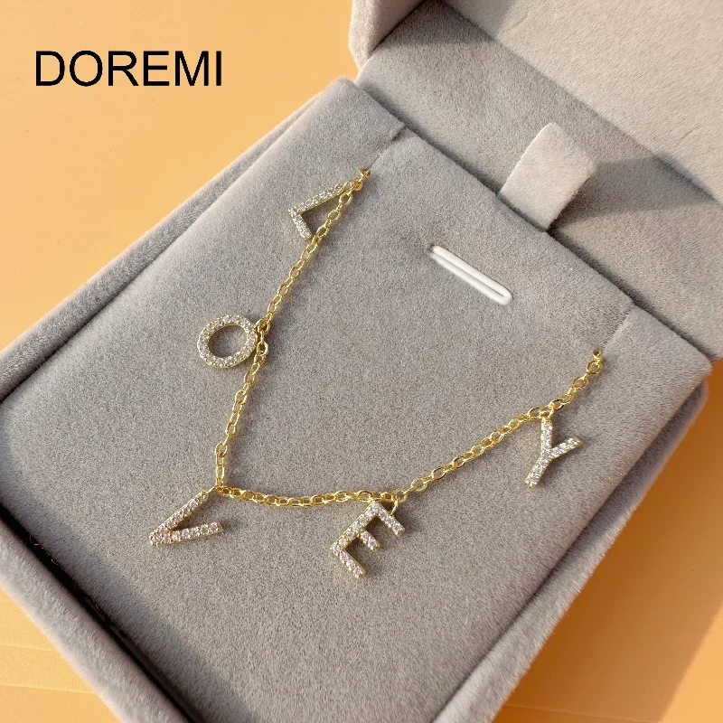 DOREMI Personalized Name  Multiple Initial Letters Dangle Letter Names Necklace Jewelry