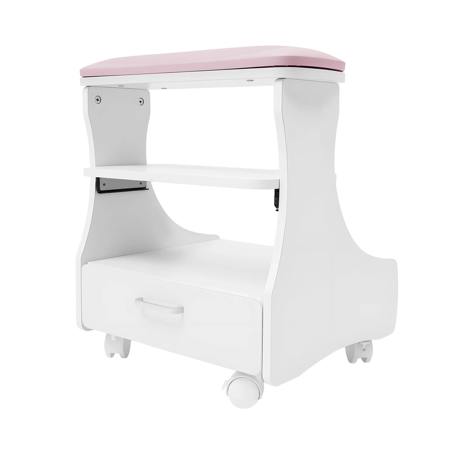 Pink Foot Bath & Pedicure Stool w/ Wheels & Drawer Rolling Manicure Pedicure Stool for  Spa Mobile Foot Soak Stool w/ Cushion