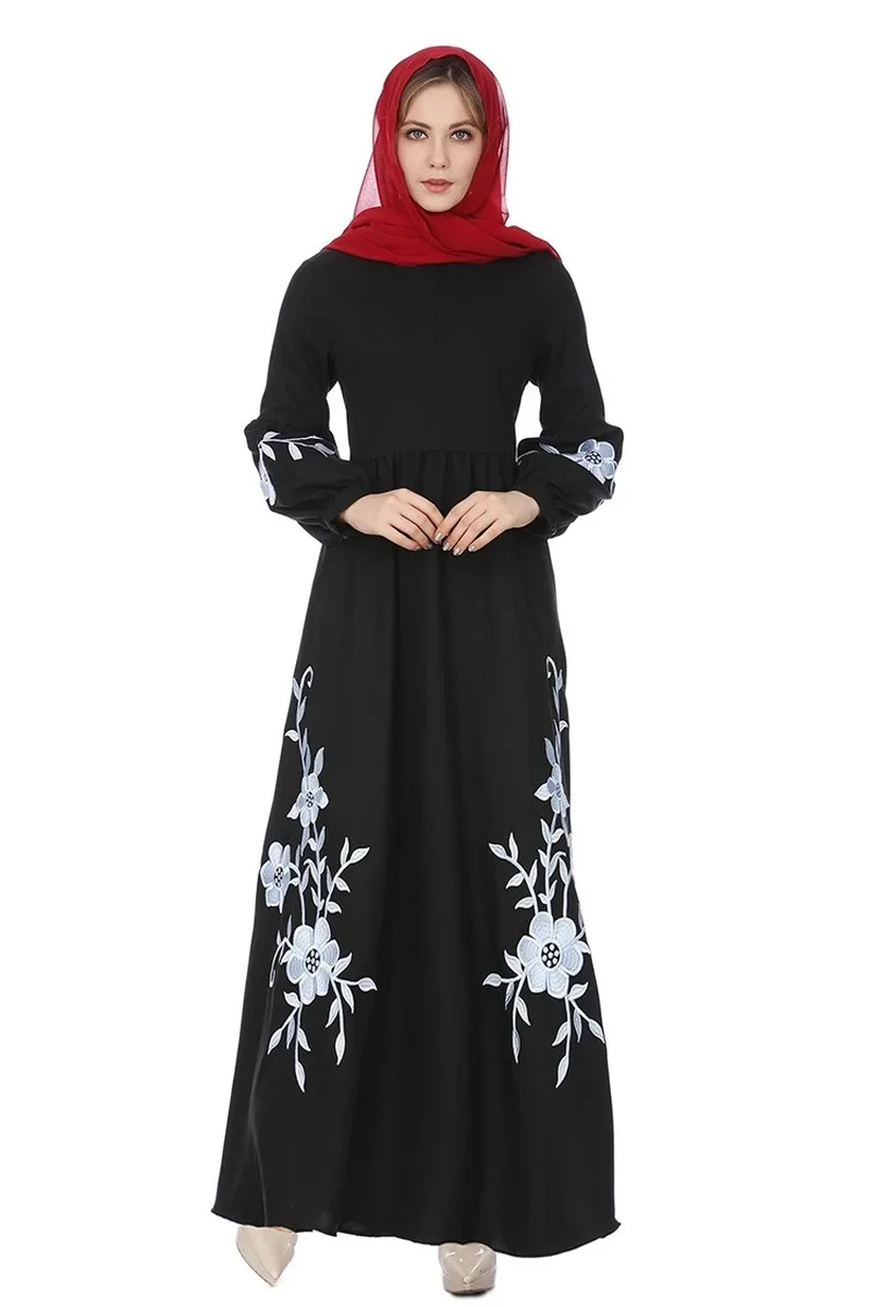 Chiffon Embroidery Abaya Dubai Muslim Dress Women Long Abayas for Women Caftan Marocain Kaftan Islam Eid Mubarak Ramadan Robes