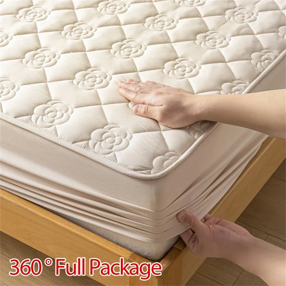 Waterproof Mattress Cover Multi Size Fitted Sheet Bed Cover Machine-Wash Bedspreads For Double Bed Anti Stain 12 Colors Home