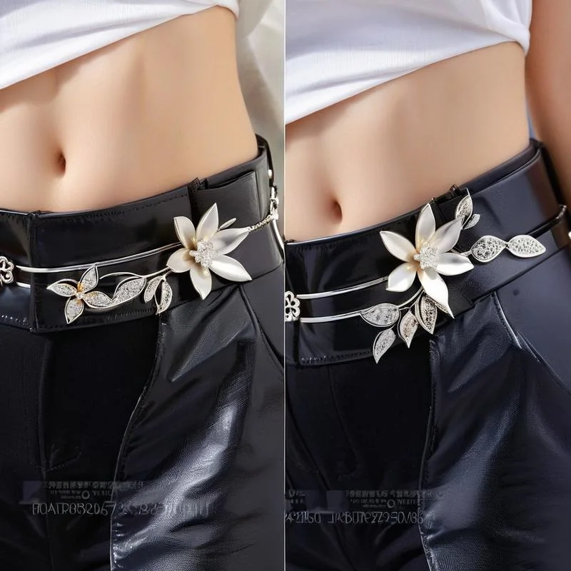 Fashion Jeans Waist Adjustable Buckles Beautiful Hollow Metal Flower Button Woman‘s Trouser Wide-to-narrow Adjustable Buckle