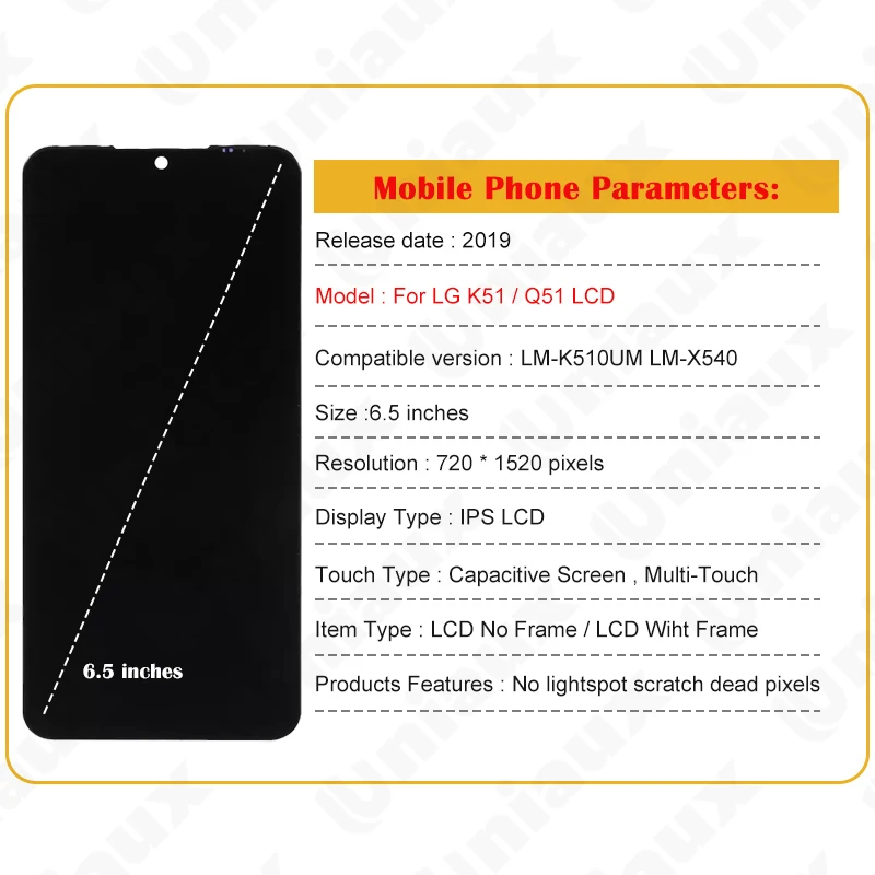 Imagem -02 - para lg K51 K500 Display Lcd Tela de Toque Digitador Assembléia para lg K51 K500 K500um Lm-k500um Lm-k5 com Quadro