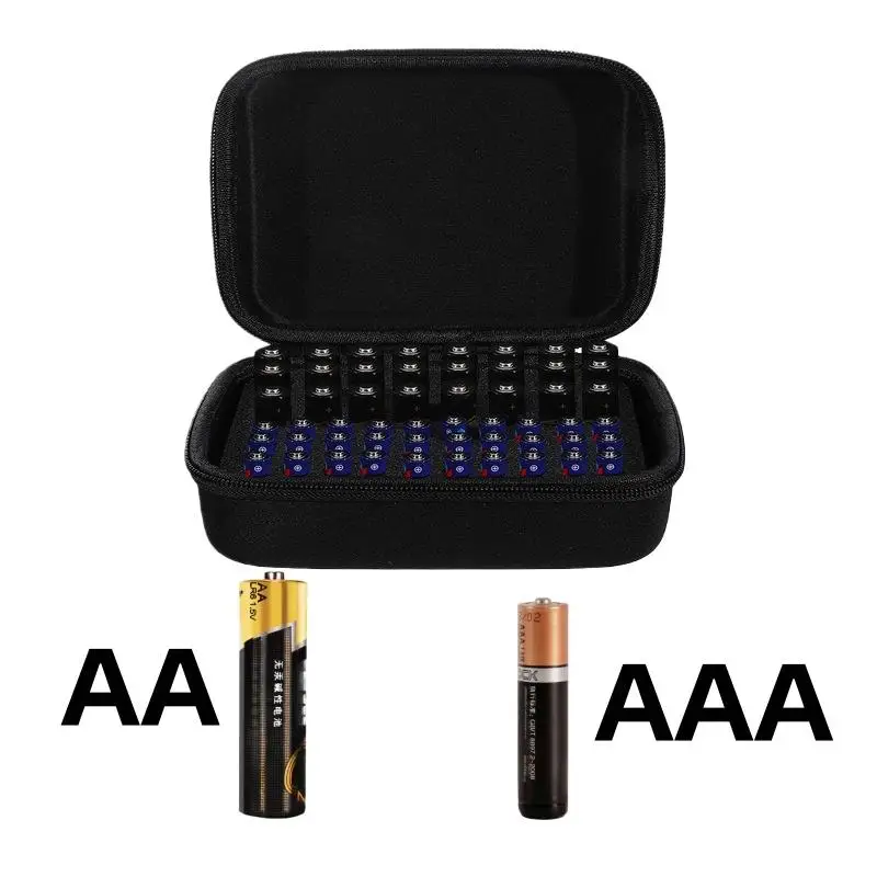 1Pcs Handheld Portable Bag Hard Battery Organizer Storage Box Carrying Case Holds 54 Batteries AA/AAA EVA Storage Bag