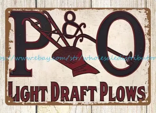 P&O Light Draft Plows metal tin sign accent decor