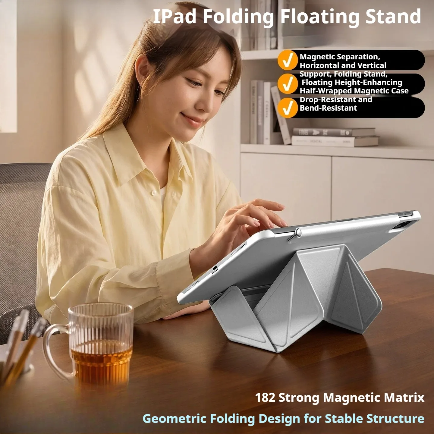 RBP for iPad A16 11/10th Gen Detachable Magnetic Case, Floating Heightening Bracket, iPad 11 Air 8/7/6/5/4 Pro11/13 Inch Mini 67