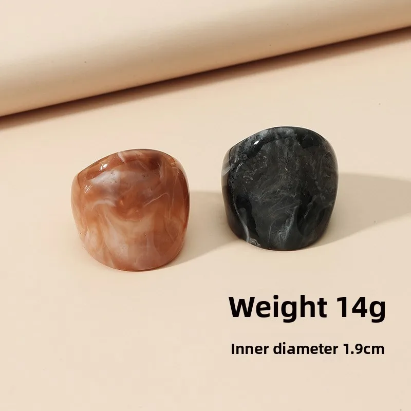 

Retro Faion Acrylic Exaggerated Ring Set Creative Index Finger New Trendy Pattern Sensation Ring Playful Wit Sle