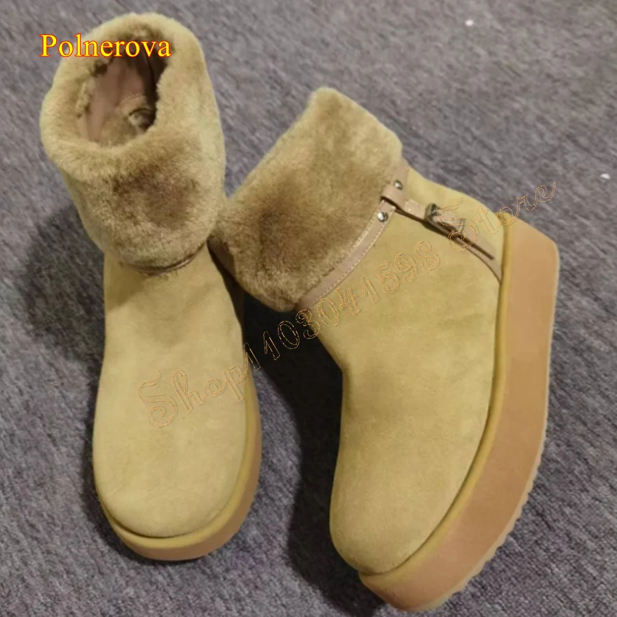 

Winter Furry Warm Snow Boots,Non Slip Thick Sole Round Toe Boots Camping Party Women Boots Plus Size2023 New Zapatos Para Mujere