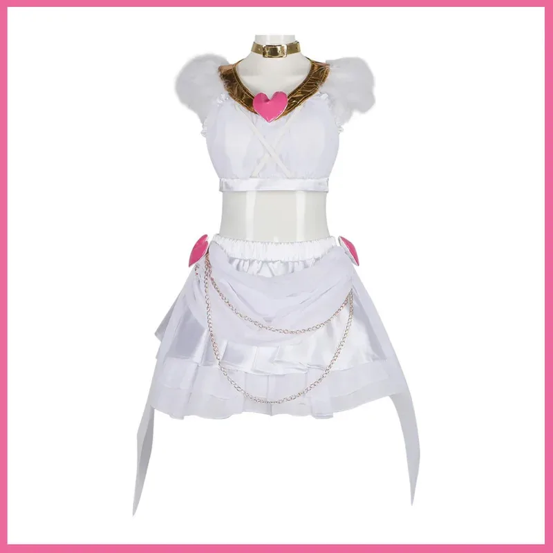 

Anime & Stocking with Garterbelt Panty·Anarchy Cosplay Costume White Princess Dress Wing Wig Woman Sexy Masked Ball Suitx;2'a,6.