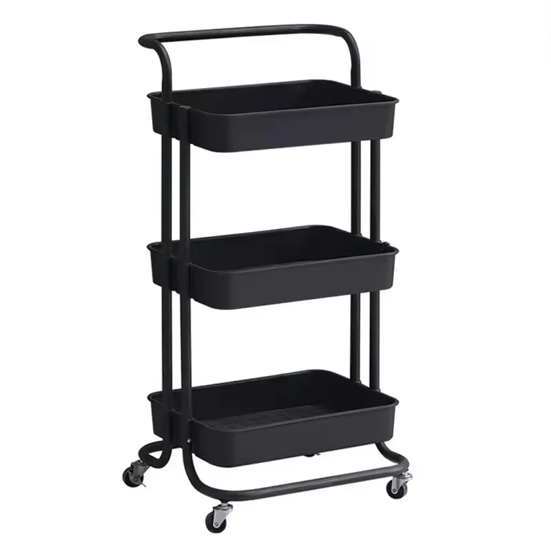 3-layermetalmobilemultifunctional Rolling Cart Withwheelsand3smallbasket Organizersserving Drawershelves Multifunctionalhandcart