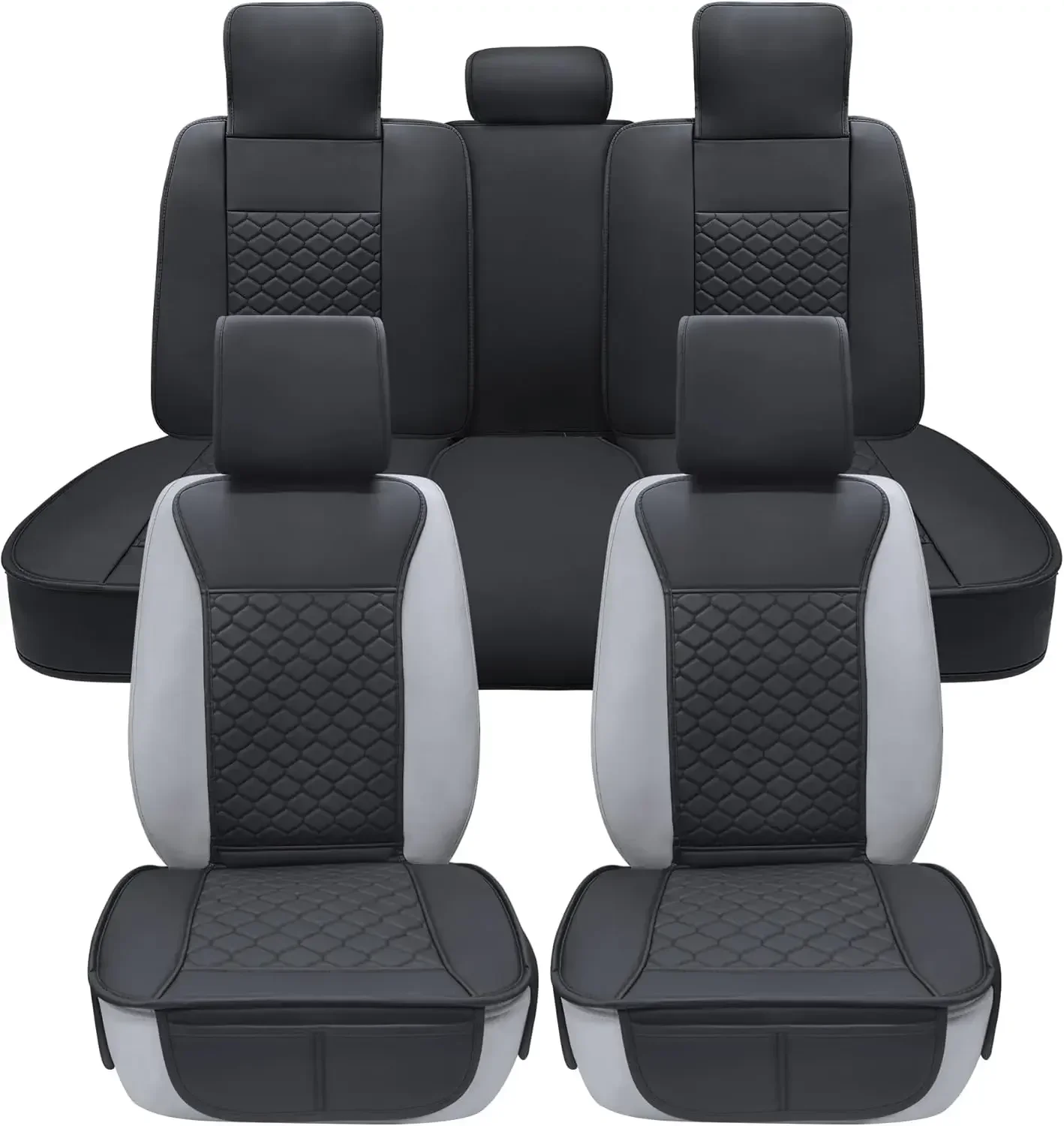

Car Seat Cover Full Set Leather Car Seat Protector Universal fit for Most Cars SUVs and Trucks Water Proof Front and Rear Seat