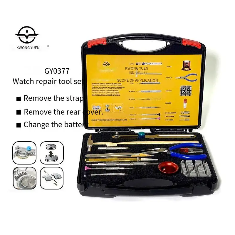 Caja de herramientas de reparación de relojes Kwong Yuen, juego de herramientas de reparación de relojes, juego de herramientas de decoración para relojes, elimina la correa y abrir la cubierta.