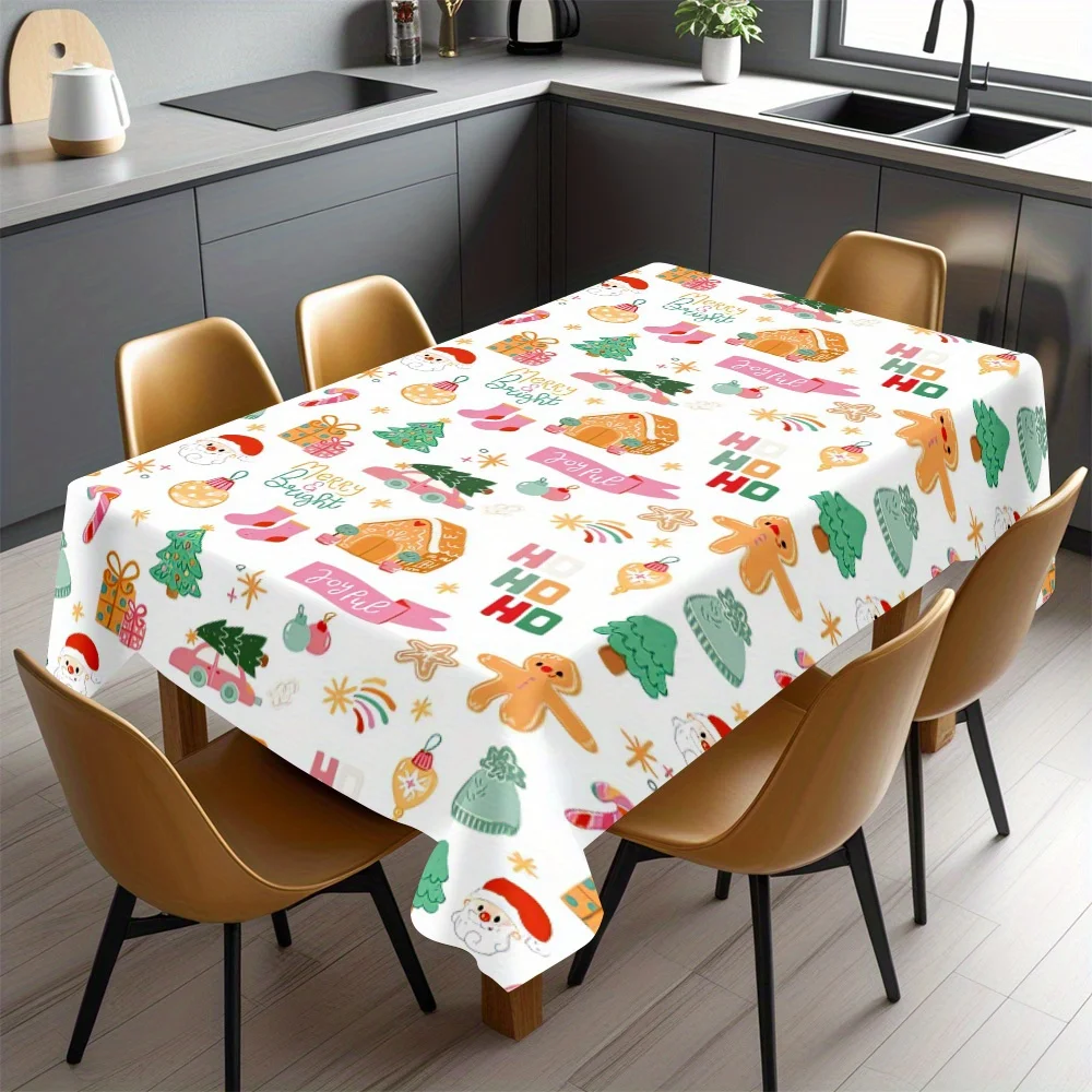 Cute Breakfast Picnic Tablecloth Waterproof Spillproof Kitchen Dining Table Cover for Home Decor