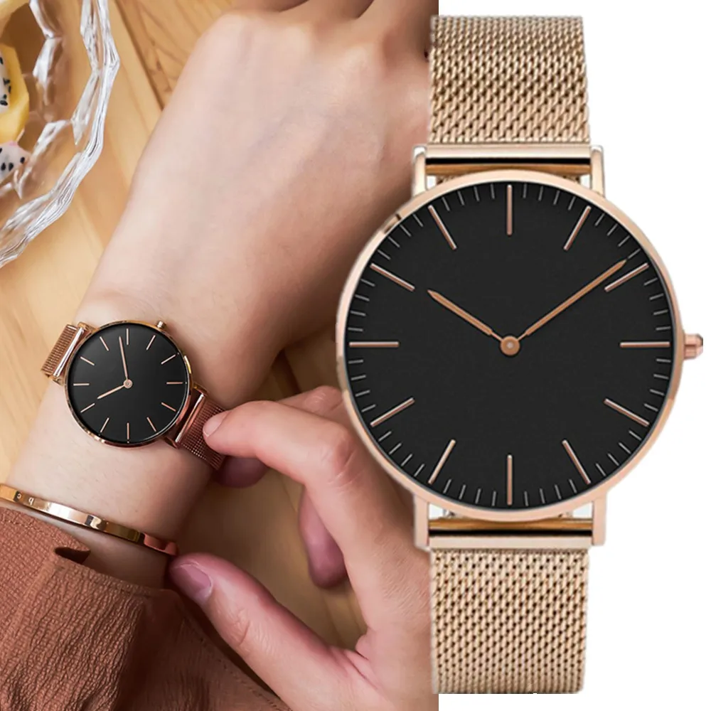 

2 шт., роскошные женские часы-браслет из розового золота, модные простые женские кварцевые часы, стальной сетчатый ремень, женские наручные часы, подарок