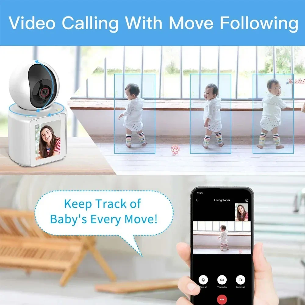 C30 Baby Monitor WIFI Camera 2MP Two-way Voice Video Call AI Mobile Detection Cry Detection PTZ 350°  AI Secure Home WiFi Camera