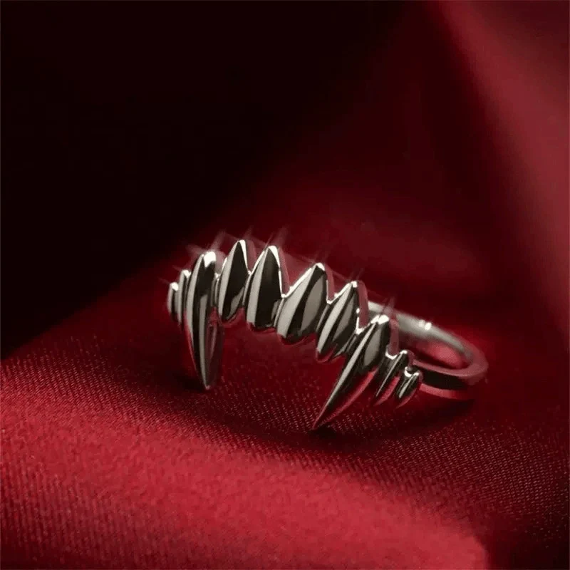 Trendy Tusk Personality Rings The Vampire Slayer - Split Ring Anime Game Ring Tail Ring UNISEX Finger Jewelry KOFSAC
