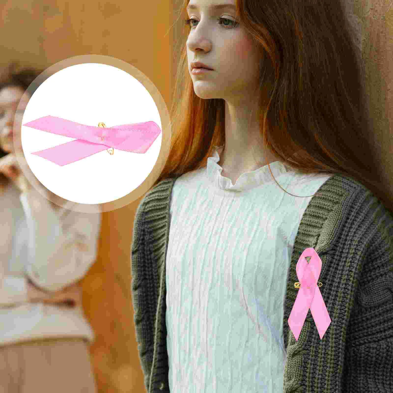 100 Pcs Pink Ribbon Publicity Accessory Breast Gifts Jewelry Awareness Decor Portable Cancer Delicate Fundraising Love