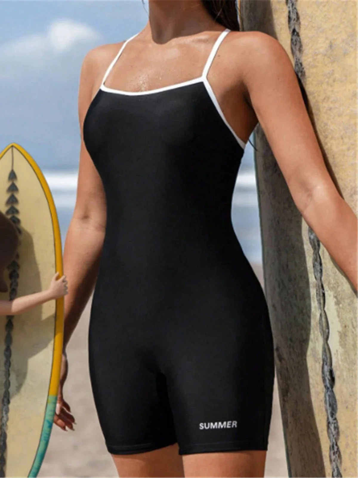 S - XL 2026 One Piece Swimsuit Female Shorts Padded Bather Bathing Suit Swim Cross Back Solid Surfing Suit Women Swimwear K7857