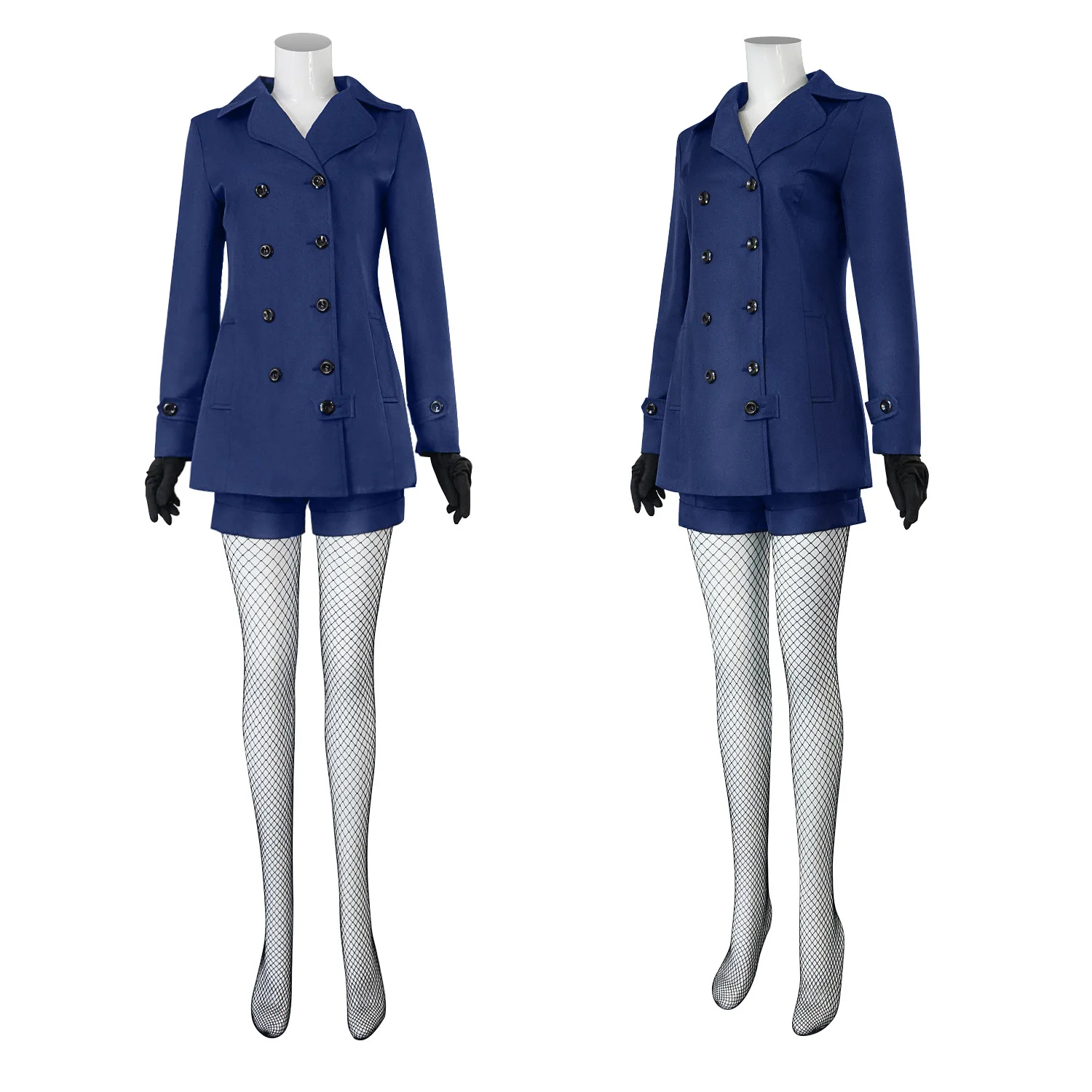 Fiona Frost Cosplay Costume Anime Spy X Family Dark Blue Duffel Coat shorts gloves wig halloween Women Outfit Set - view 3