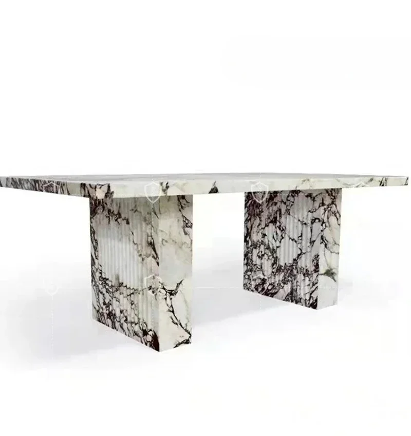 Natural marble dining table light luxury stone dining table western dining table stone