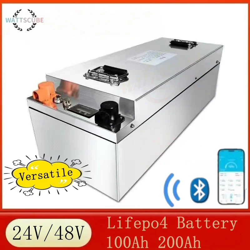 LiFePO4 Battery 24V 48V 100AH 200AH Deep Cycle 6000 Cycles with BMS Bluetooth for Solar Storage Inverter Off-Grid Applications