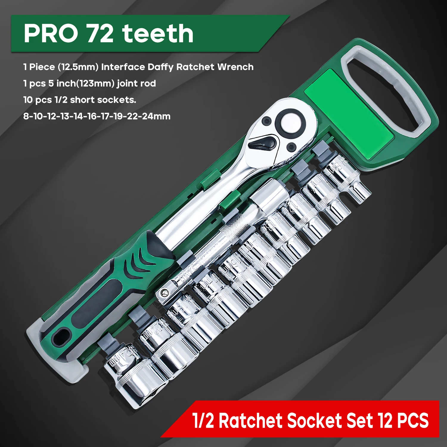 72 Tooth Ratchet Wrench Socket Set Auto Tools Set Motorcycle Car Repair Hand Tools Spanner Sleeves Head Auto Repairing Kit