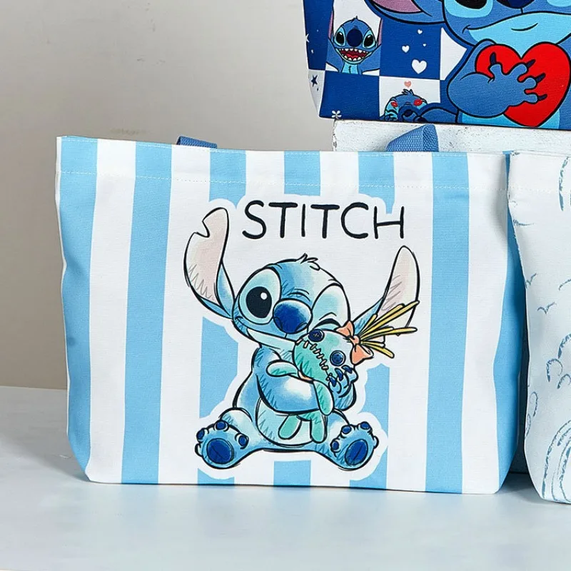 Disneynew Stitch large canvas bag Strawberry Bear shoulder bag handbag women\'s bag large capacity shopping bag commuter tote bag