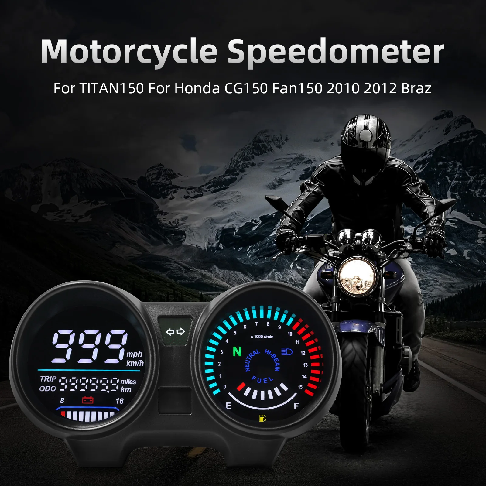 Digital Motorcycle Speedometer MPH km/h Meter Assembly Speedometer Odometer Gauge Gear Indicator Instrument For Suzuki GN 125
