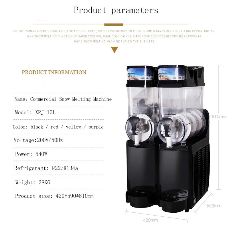 Commercial Slush Machine Four Tank 15L*4 Ice Slusher Cold Drink Making Machines Snow Melting Machine Smoothie Maker